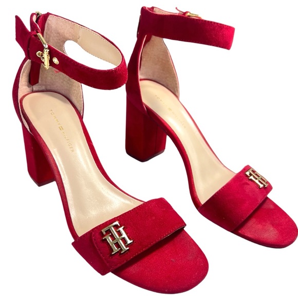 Tommy Hilfiger Shoes - Red Heeled Sandals by Tommy Hilfiger size 8M block heeled sandals timeless heels